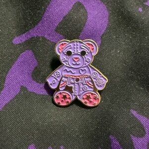 💫 3/$30 Retro Purple Doodle Bear Enamel Pin